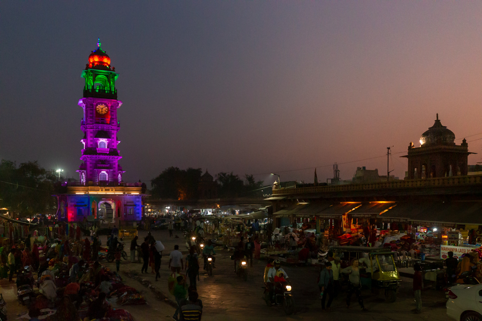 Clock Tower in Colors in Jodphur, India