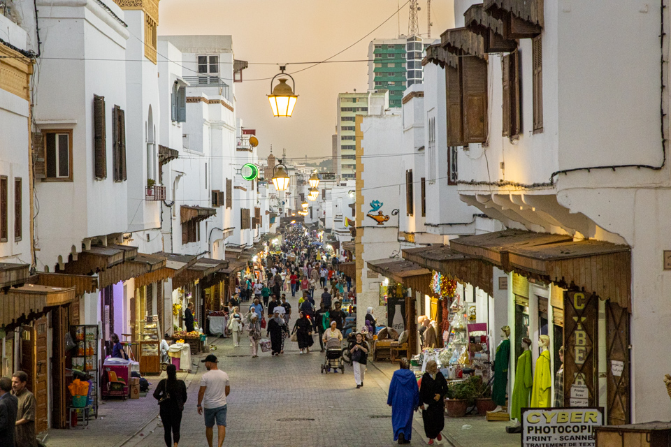 Busy Street in Rebat, Morocco