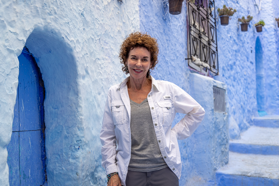 Virginia Ann in Blue in Rebat, Morocco