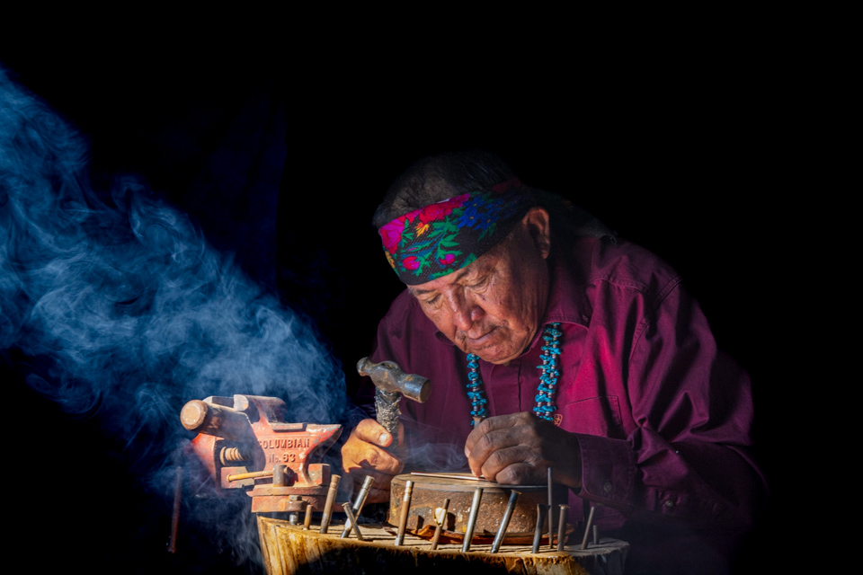 Silversmith in Chinle, Arizona