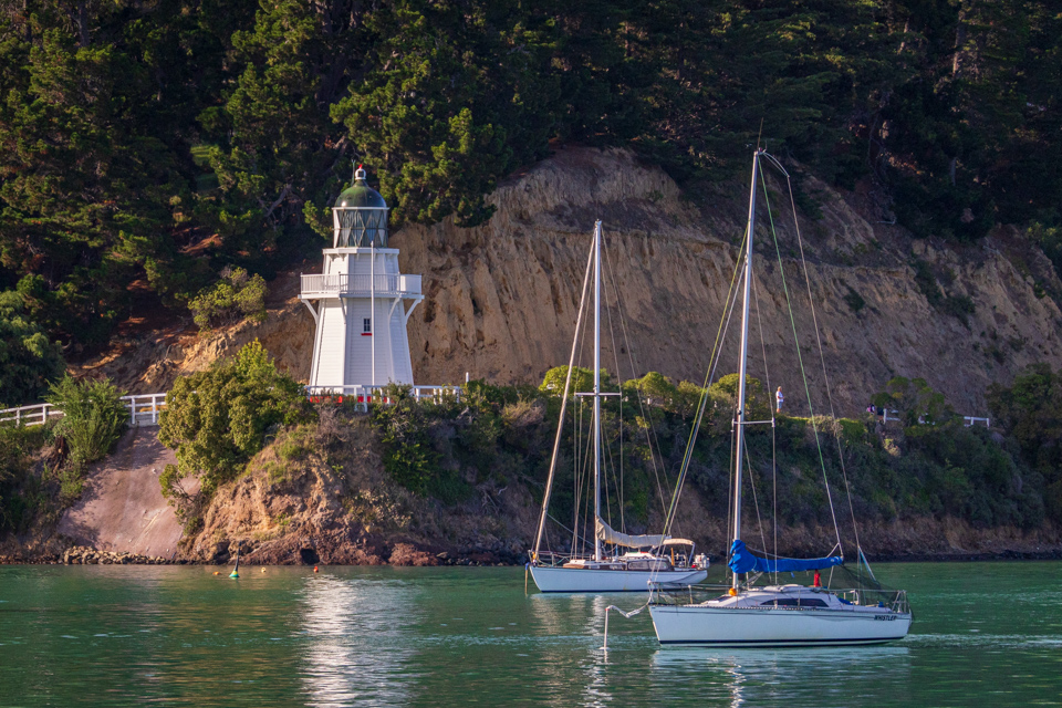 Akoroa Head Lighthouse in Akoroa, New Zealand