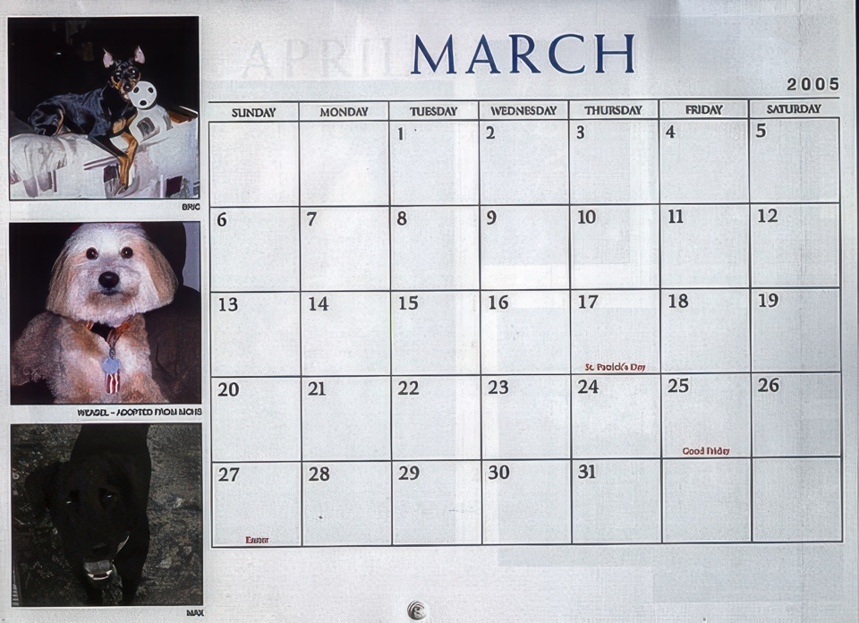 March Calendar in Columbus, Georgia
