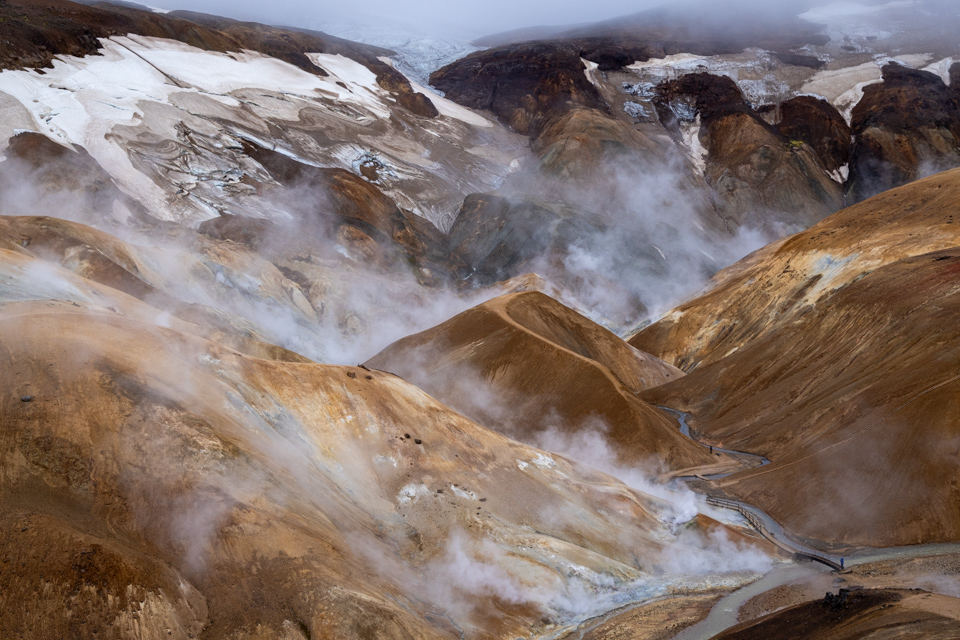 Cold Glaciers and Hot Springs in Kerligafjöll, Iceland