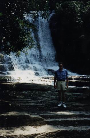Cal at Waterfall in Highlands, North Carolina