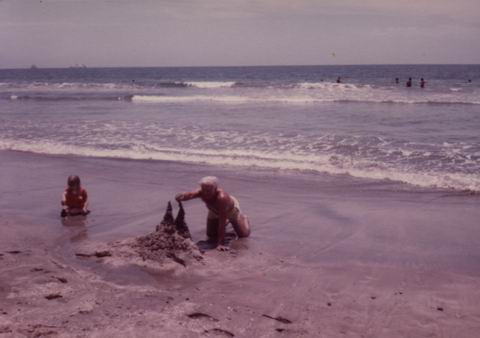 Dad Making Sand Castles in Mazalan, Mexico