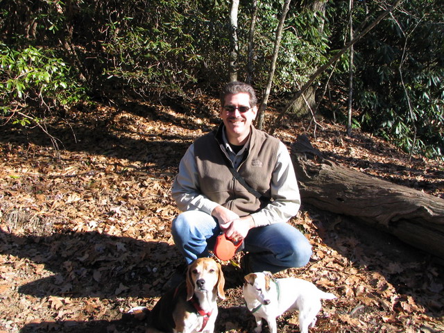 Cal and Pups on Hike in Highlands, North Carolina
