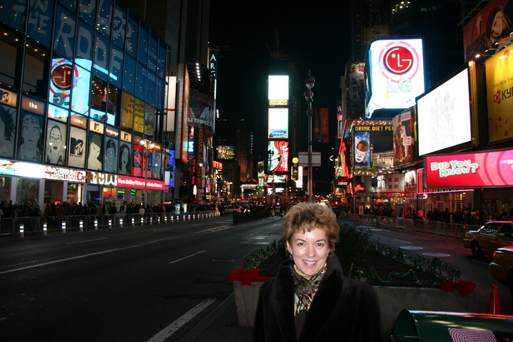 Virginia Ann in Times Square in New York, New York