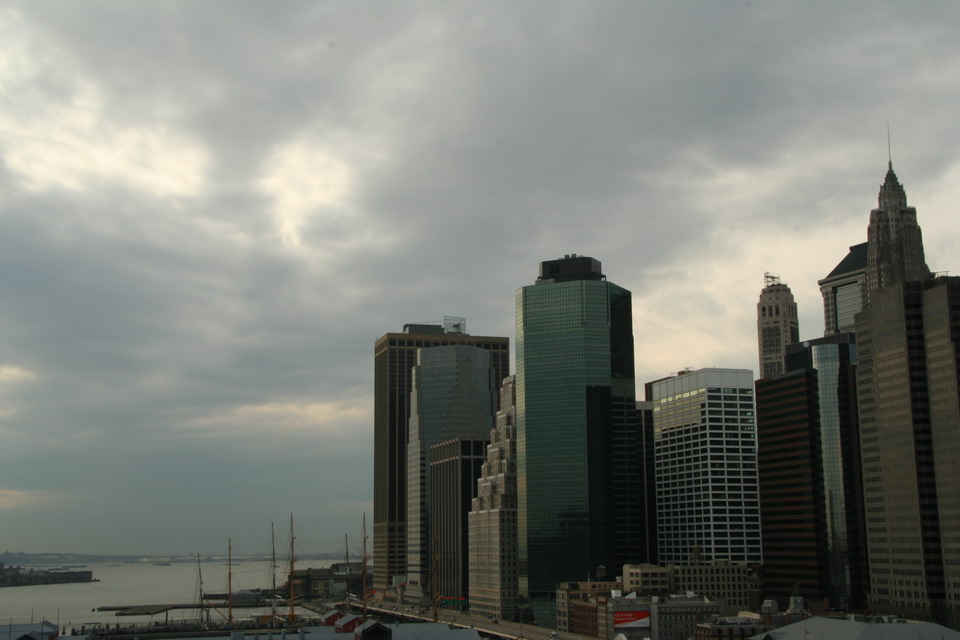 View from Brooklyn Bridge in New York, New York