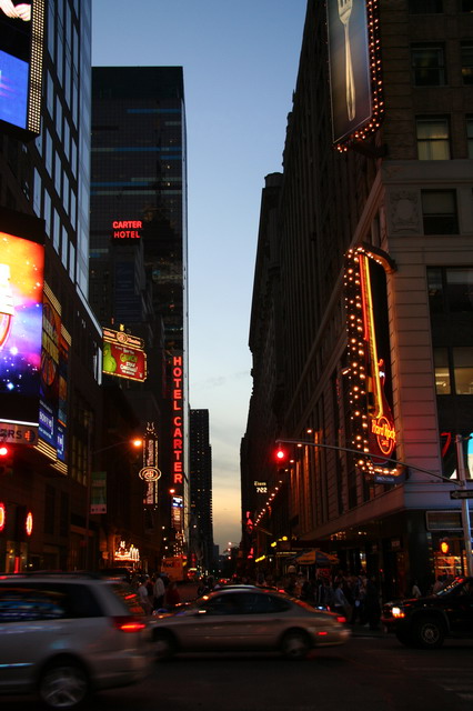 Sunset in Times Square in New York, New York