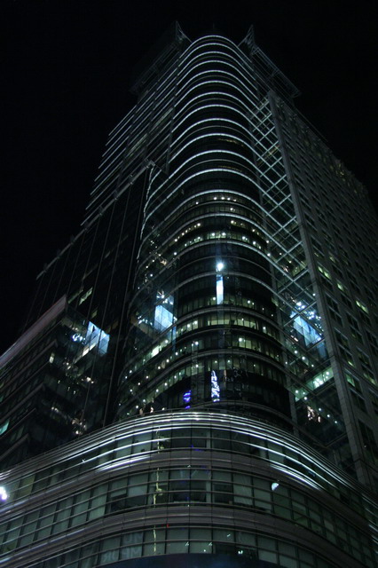 Glass Skyscraper at Night in New York, New York