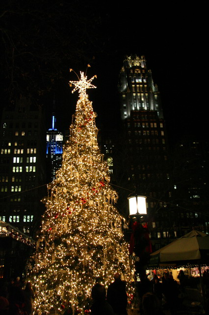 Bryant Park Christmas Tree - Night in New York, New York