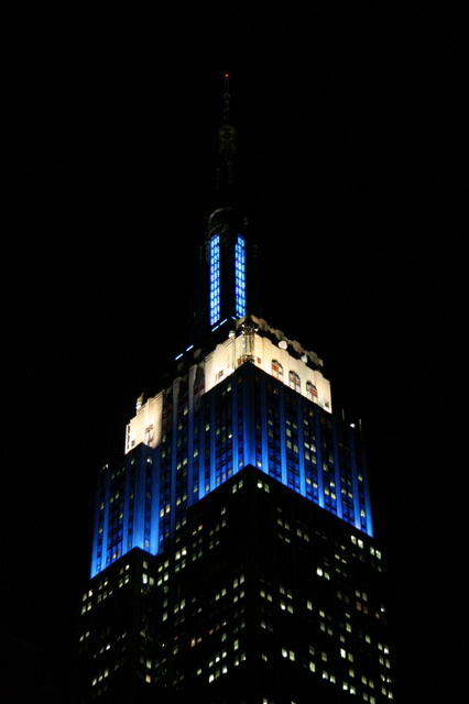 Blue Empire State Building in New York, New York