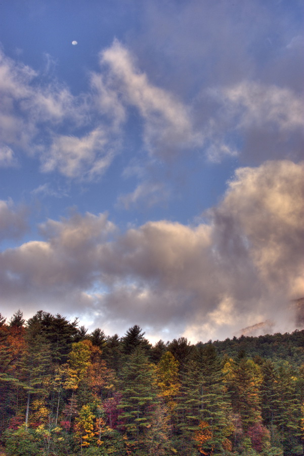 Moon Over Fall in Highlands, North Carolina