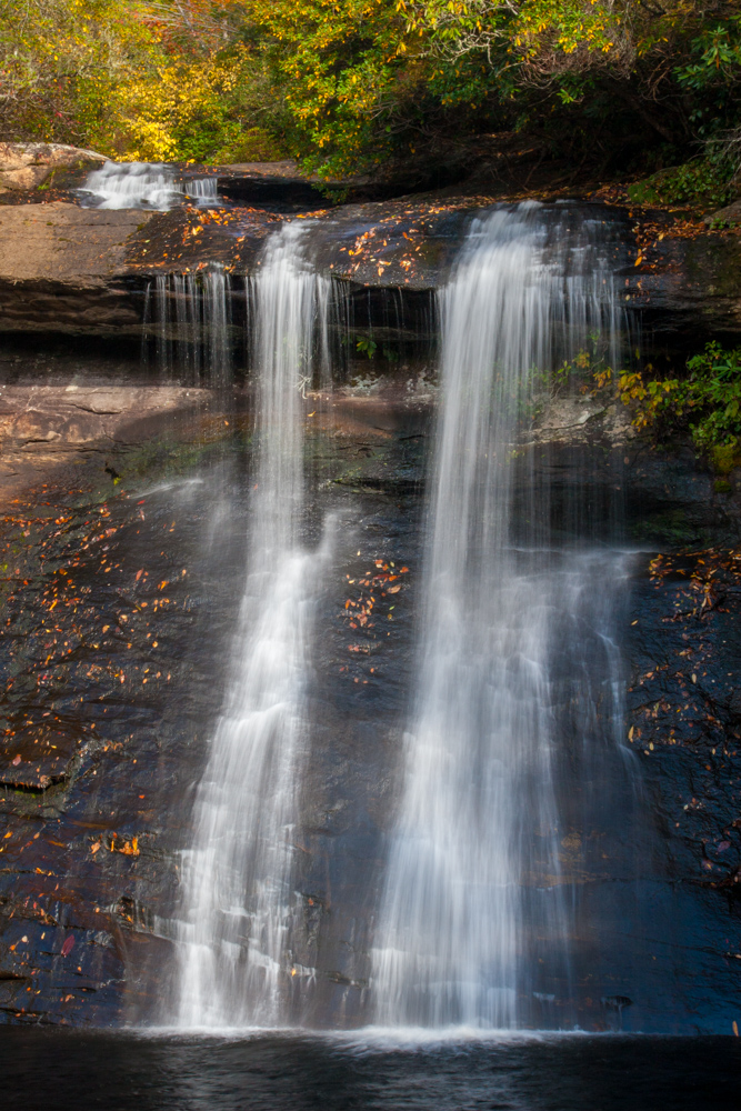 Front of Silver Run Falls in Highlands, North Carolina