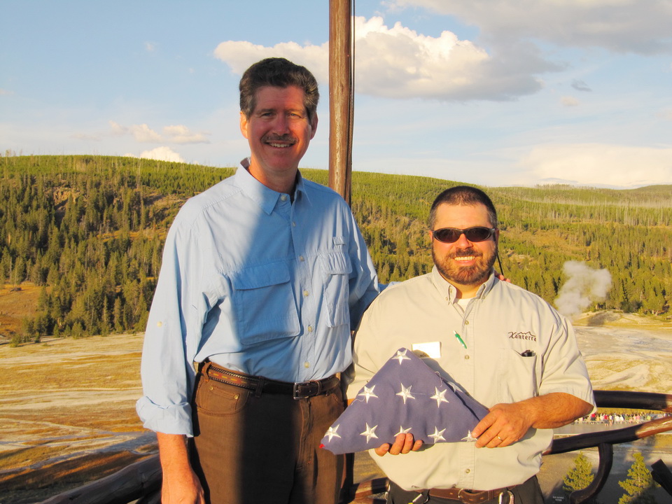 Flag Lowering in Yellowstone National Park, Wyoming