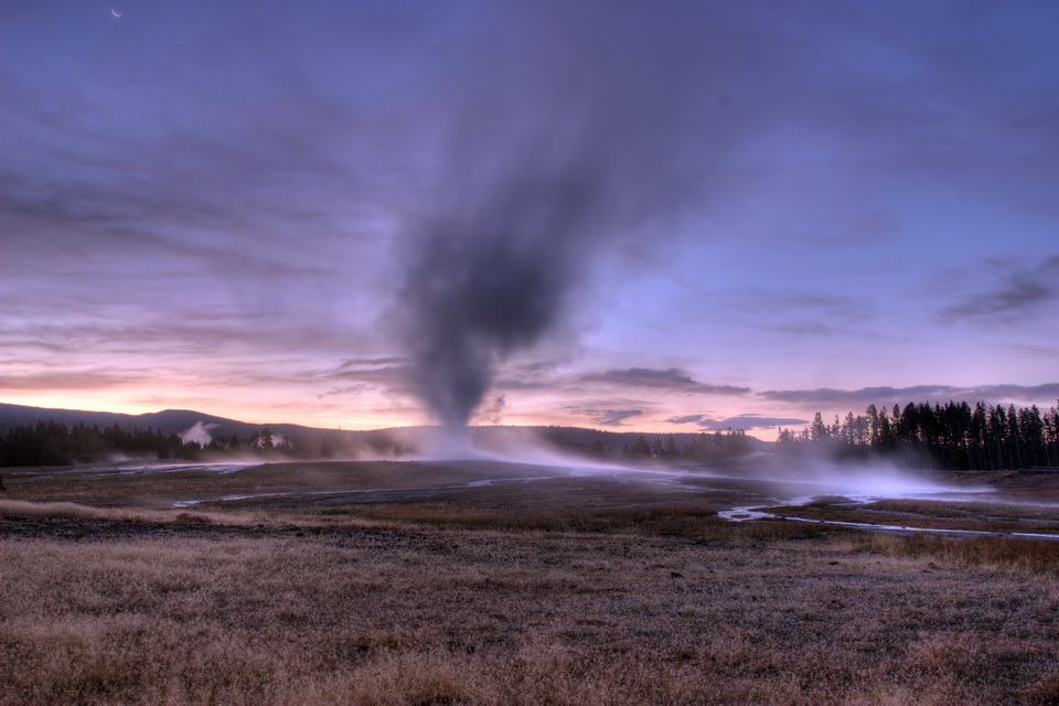 Morning Geyser in Yellowstone National Park, Wyoming