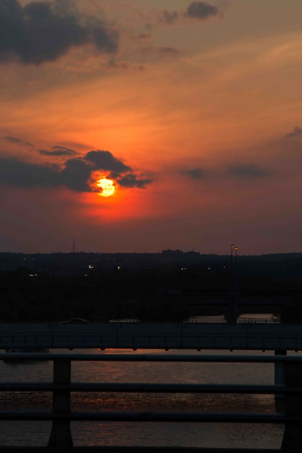 Sunset over Colorado River  in Austin, Texas