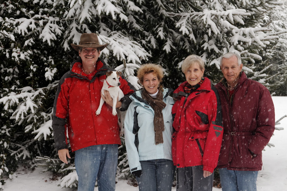 Group in the Snow in Highlands, North Carolina