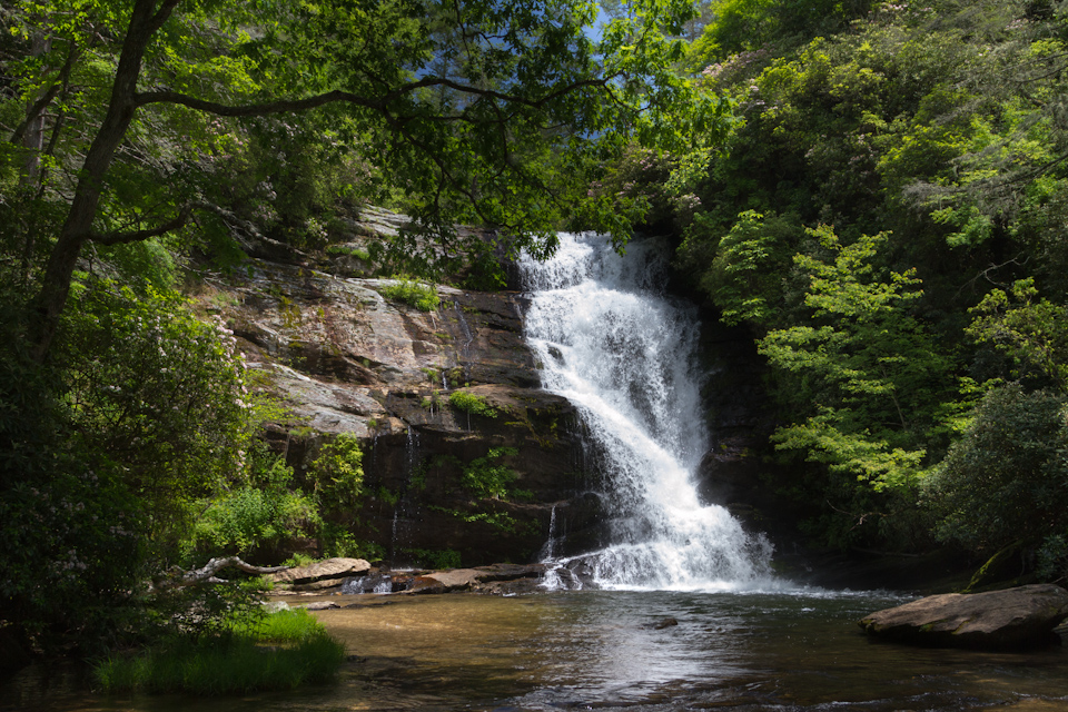 Secret Falls in the Sun in Highlands, North Carolina