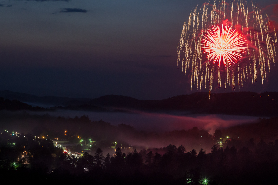 Big Fireworks in Highlands, North Carolina