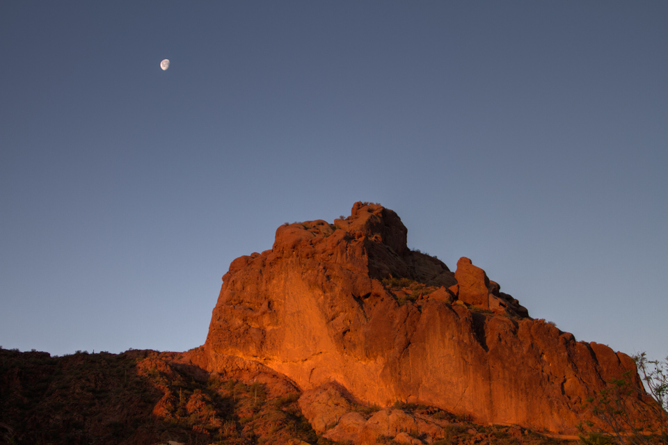 Moon Over Camelback in Phoenix, Arizona