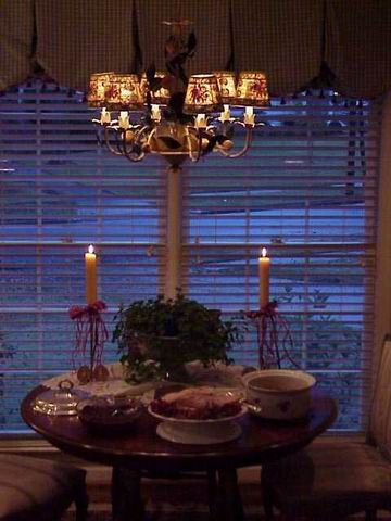 Buffet table at Thanksgiving